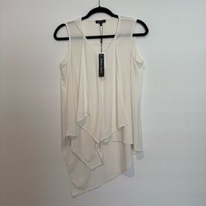Athena Marie Ivory V Neck Sleeveless Drapey Blouse